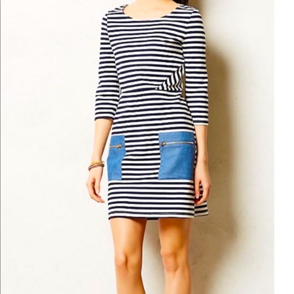ANTHROPOLOGIE stripe denim dress
